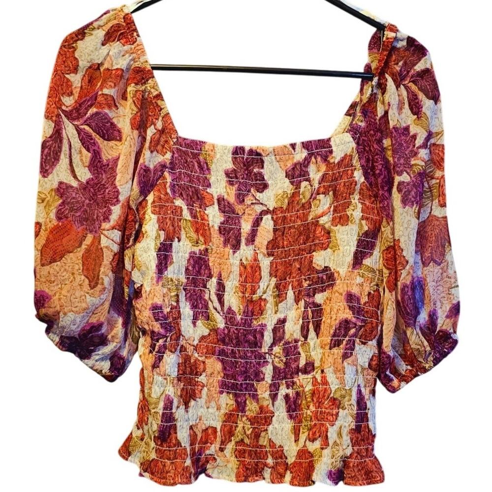 Old Navy NWT cottagecore smocked milkmaid blouse size small